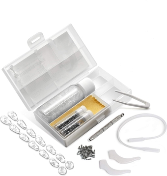 Eyeglass and Sunglass Repair Kit by  - Most Complete Glasses Family Kit - 5 Types of Mini Screws, Tweezers, Screwdriver, 7 Styles of Nose Pads, Lens Cleaner, Anti-Slip Strap & Temple Tips (Basic)