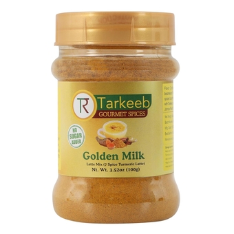 Golden Milk 7-Spice Turmeric Latte Blend 3.53oz (100g) - All Natural | Caffeine-Free | Vegan | Golden Milk Powder with Turmeric, Ginger & More | Gluten-Free | NON-GMO | Golden Tea Mix | No Sugar Added | Indian Origin |