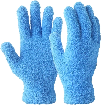 Microfiber Dusting Gloves, Dusting Cleaning Glove for Plants, Blinds, Lamps and Small Hard to Reach Corners (Blue S/M)