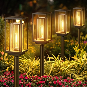 4 Pack Solar Lights Outdoor, Bigger Size Solar Pathway Lights for Outside, Super Bright Up to 14Hrs Solar Garden Lights, Waterproof Solar Powered Outdoor Lights for Yard Path Landscape Walkway