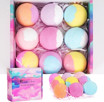 Romantic Bath Bombs Gift Set for Women 9 Pack, Contains Natural Essential Oil, Moisturizes Soothes The Skin, Mothers Day Gifts, for Birthday Valentines Christmas
