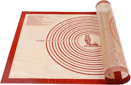 Non-slip Pastry Mat Extra Large with Measurements 28''By 20'' for Silicone Baking/ Counter Mat, Dough Rolling Mat,Oven Liner,Fondant/Pie Crust Mat By    Red