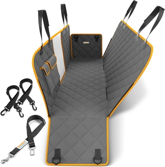 Dog Car Seat Cover – Nonslip Back Seat Dog Seat Covers for Cars – Waterproof Car Seat Covers for Dogs + Car Seat Belt – SUV, Truck & Car Hammock for Pet with Mesh Window - Car Backseat Hammock