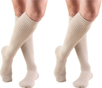 Men's 15-20 mmHg Knee High Cushioned Athletic Support Compression Socks, Tan, Medium (Pack of 2)