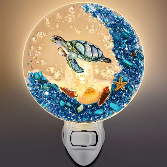 Plug in Seashell Night Light Ocean Sea Animal Decorative Night Light Plug in Beach Nightlight Vintage Ocean Night Lamps for Adult for Home Bedroom Living Room Bathroom Wall(Sea Turtle)