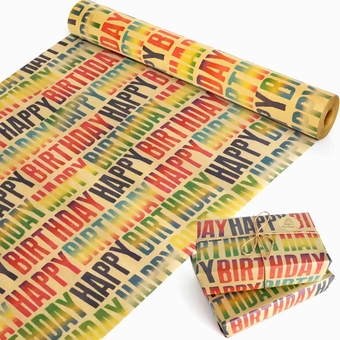 Birthday Wrapping Paper Roll, Colorful Kraft Gift Wrapping Paper Jumbo Roll, Colorful Happy Birthday Wrapping Paper Set, Gift Wrapping Paper for Boys Men Women Girls Birthday, 17x590 inch (70 sq. ft.)