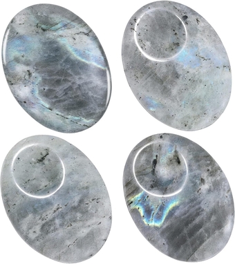 Oval Polished Crystal Thumb Worry Stones, Pocket Palm Healing Stone for Anxiety and Stress Relief Pack of 4, Labradorite