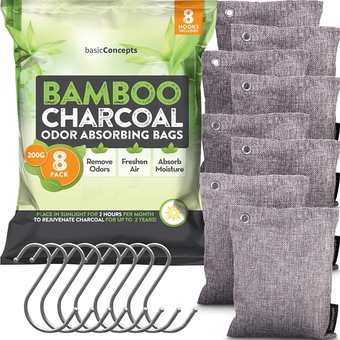 Nature Fresh Charcoal Bags Odor Absorber (Large, 12 Pack, 200g each), Reduce Odors Naturally with Bamboo Charcoal Air Purifying Bags for Car, Home, Closet, Shoe Deodorizer Eliminator Freshener Remover