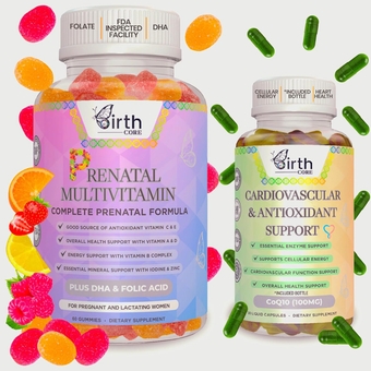 Prenatal Vitamins, Fetal Development, Folate, DHA, CoQ10, Daily Multivitamin Gummy, Folic Acid, Cardiovascular & Antioxidant Support, Conception & Fertility Supplements for Women, 2 Bottles (90 count)