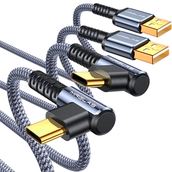 USB C Cable 3.2A,[2-Pack,6.6FT] Type C Charger Fast Charging Right Angle [90°& Gold-Plated] USB to USB C Cable Durable Nylon Braided USB A to C Cord Compatible with Samsung S24 S23 S22 Note8 LG