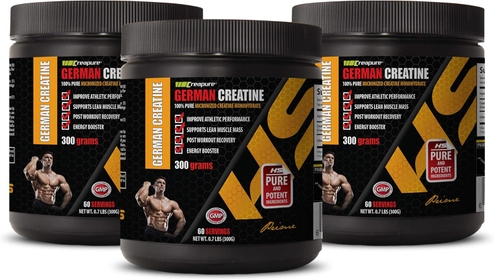 Muscle Pump Testosterone Booster - German CREATINE Powder - 100% Pure MICRONIZED CREATINE MONOHYDRATE - Creatine monohydrate German - 3 Cans 900 Grams (180 Servings)