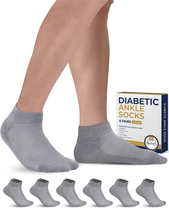 Diabetic Ankle Socks for Men and Women - 6 Pairs Low Cut Seamless Diabetic Socks Women | Diabetic Socks for Men