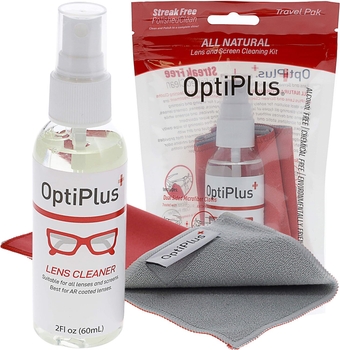 All-Natural Lens Cleaning Spray and Dual-Purpose Microfiber Cloth | Streak-Free Spray for Glasses, Laptops Screens, Smart Phones, Optical Lens, Goggles, and Watch Screen l Travel Size l 2oz