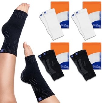 Compression Socks 4 Pack Bundle - Toeless (Medium, 2 Pair Black + 2 Pair White)