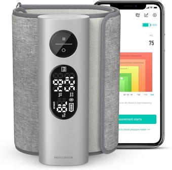 Smart Wireless Blood Pressure Monitor -  Upper Arm Electronic Blood Pressure Monitor, Automatic BP Cuff, Unlimited Data Stored in App, Rechargeable & Portable Blood Pressure Machine