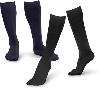 Core-Spun 10-15mmHg Medical Light Graduated Knee High Compression Socks - 2 Pack (Black & Navy, 2X-Large Regular)