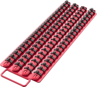Portable Socket Organizer Tray | Red Rails Black Clips | Holds 80 Sockets | Premium Quality Socket Holder