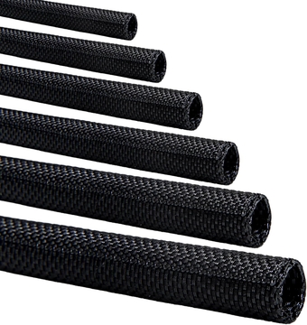 Split-Sleeve Wire Loom for High-Temperature Automotive Harness and Home Cable Management, 25ft - 1/8 inch Braided Cable Management Sleeve Cord Protector, Self-Wrapping Split Wire Loom