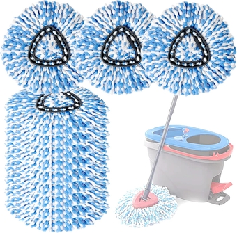 12 Packs Spin Mop Replacement Head, Only Fit for RinseClean 2-Tank System, Microfiber Spin Mop Refill Head Replacement Easy Wring Mop, 360° Spinning Mop Replace Head for Floor Cleaning