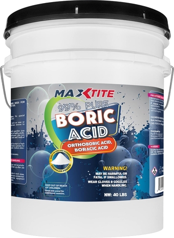 99% Pure Boric Acid - Granular (40 lbs) - Granular, Premium Industrial Grade Strength H3BO3 - Convenient Easy-Open Resealable Pail