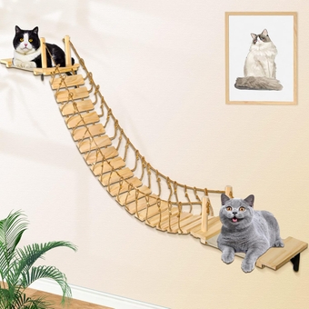 Cat Wall Shelves, Cat Wall Furniture 70" Cat Bridge Wall Mount Cat Perch Wooden Hammock Cat Tree Cat Climber Cat Cloud Shelf Board Cats Bed