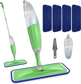 Microfiber Spray Mops for Floor Cleaning, Wood Floor Mop with Sprayer Dry Wet Spray Mop with 4 Reusable Washable Pads, Dus...