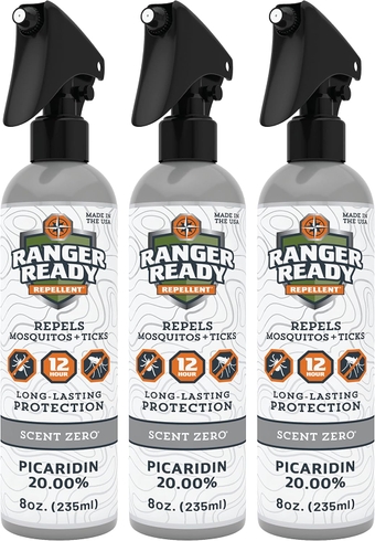 Ranger Ready Picaridin Insect Repellent Spray with Scent Zero - Tick and Mosquito Repellent Bug Spray (8 Fl Oz, Pack of 3)