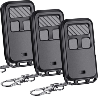 3 Pcs Universal Garage Door Opener Remote Compatible with Chamberlain LiftMaster 3 Button Garage Door Opener Remote with Key Chain for 5 Colors Learning Buttons (Black)