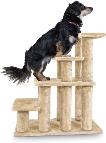 Steady Paws Multi-Step Pet Stairs for High Beds & Sofas - Cream, 4-Step