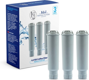 K&J Replacement Krups Claris F088 Precise Tamp Water Filters for the Perfect Espresso Coffee Taste – 3 Pack Blue Quality Coffee Filtration Cartridges