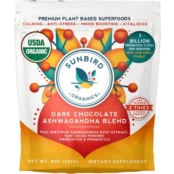Chocolate Ashwagandha Powder Healthy Hot Chocolate & Smoothie Mix with Probiotics, Organic Ashwagandha Root Extract, Cacao Powder & Prebiotic Fiber.