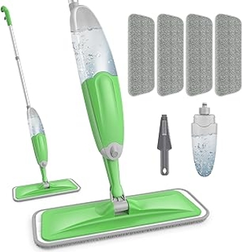 Microfiber Spray Mops for Floor Cleaning, Wet Dry Mops Spray Floor Mops with 4 Washable Reusable Pads, Dust Mop Flat Mop w...