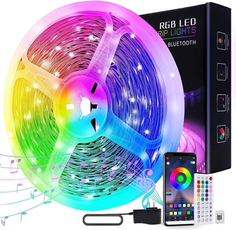 65.6ft Led Lights for Bedroom, Smart Music Sync LED Strip Lights Bluetooth with APP Control,RGB Color Changing Led Lights for Room Kitchen Christmas Party Home Decoration