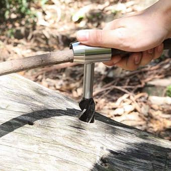 Hand Auger Wrench to Make Fire Bushcraft Survival Settlers Tool Woodworking Hand Drill Heavy Duty Steel Scotch Eye Wood Auger Drill for Outdoor Bushcraft Backpack and Camping (1PC)