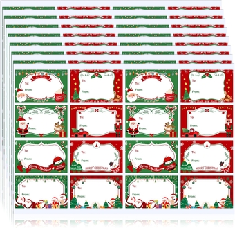 640 Pieces Christmas Tags Stickers Self Adhesive Christmas Red and Green Gift Stickers Name Tags Santa Claus Xmas Presents Labels Gift Wrapping Stickers for Christmas Holiday Party Supplies