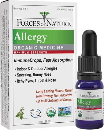 - Natural Organic Allergy Maximum Strength Medicine (10ml) Non Drowsy, Non Addictive, Non GMO -Fight Indoor, Outdoor Allergies, Sneezing, Runny Nose, Itchy Eyes, Throat and Nose