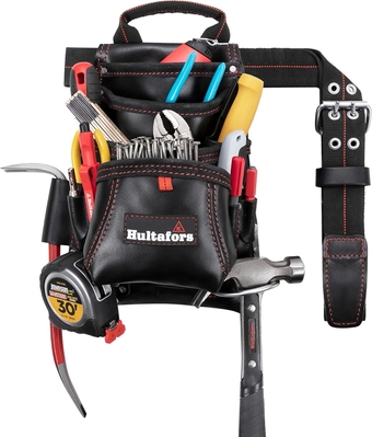 Work Gear HT5433 Carpenter's Heavy-Duty Leather Nail & Tool Bag, Double-Gusset Front Pockets