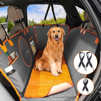 Dog Car Seat Cover with Chenille Snuff Mat, Waterproof Dog Seat Cover for Back Seat, Anti-Scratch Dog Hammock for Car, Back Seat Protector for Dog Fits for Cars SUV & Truck
