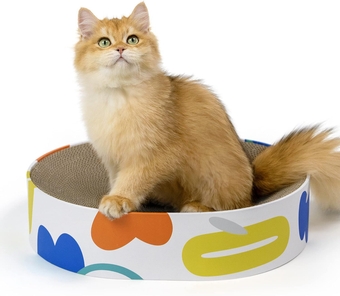 Cat Scratcher Cardboard,2 in 1 Oval Cat Scratch Pad Bowl Nest for Indoor Cats Grinding Claw,Round Cat Scratching Board Corrugated Lounge Cat Beds&Furniture Protector for Couch & Carpets & Sofas