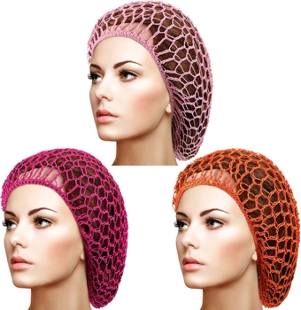 3 Pieces Mesh Hair Net Rayon Crochet Hair Nets Knit Snood Hat Crocheted Sleep Cap