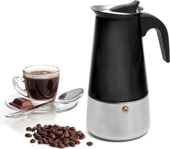 Stovetop Espresso Coffee Maker 10oz/6 Espresso Cup, Moka Coffee Pot with Coffee Percolator Design, Stainless Steel Stovetop Espresso Maker, Italian Coffee Maker, Black Coffee Maker