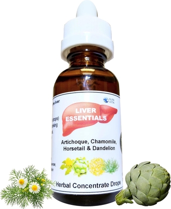 Liver Support Cleanse Fatty Liver Purifier Detox Herb Concentrate Drops Pure Organic Artichoke Dandelion Chamomile & Horsetail Natural Ingredients Only by ALKAVITA