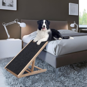 Dog Ramp, Pet Ramp for Bed, 40" Wooden Foldable Portable Dog Ramp for Small Dogs & Cats with Non-Silp Carpet Surface for SUV, Car, Couch, 4 Adjustable Heights, 176lbs