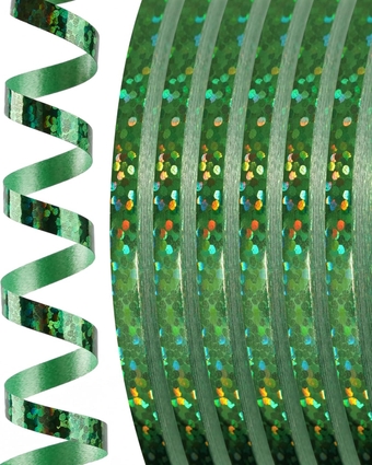 Green Ribbon, 600 Yards Curling Ribbon for Balloons, Iridescent Crimped Ribbon, Shiny Curling Ribbon for Craft, Ribbon for Gift Wrapping, Wedding, Florist Flower (6 Rolls, 100 Yards/Roll)