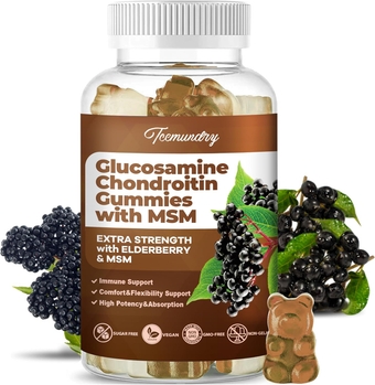 Sugar Free Glucosamine Chondroitin Gummies Extra Strength 1500mg Glucosamine with Msm & Vitamin C Antioxidant Immune & Joint Support Supplement Gummy for Adults, Men & Women (60 Count)