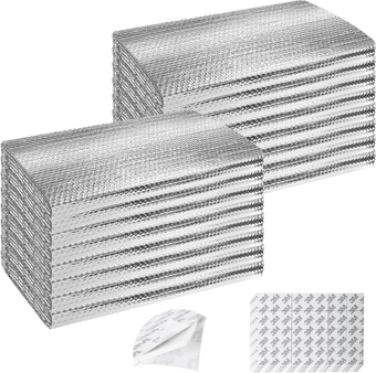 Garage Door Insulation Kit 16P Double Bubble Window Heat Insulation Panels, 24" x 48" Reflective Aluminum Foil Summer/Winter Barrier Insulation Sheets with 120 Adhesive Tapes for Garage Attic Wall