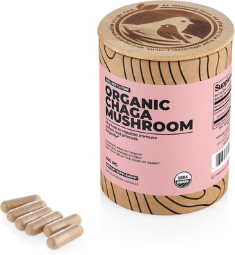 Chaga Mushroom Organic Supplement (Inonotus Extract) 200 Veggie Caps - Fights Inflammation and Supports Joint Health. Immune Support Supplement; Improves Cognitive Function + Strong Antioxidant