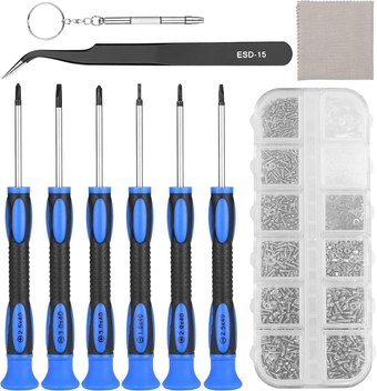 Eyeglass Repair Kits, 6 Pcs Precision Magnetic Screwdriver Tool Set with Glasses & Watch Screws & Curved Tweezers for Eyeglass Spectacle Sunglass Watch Clock and Other Small Electronics Repair