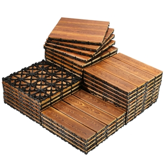 20 Pack Solid Acacia Wood Interlocking Deck Tiles -12"x 12" Waterproof Flooring Deck Tiles for Indoor Outdoor, Patio, Balcony, Backyard, Garden & Poolside