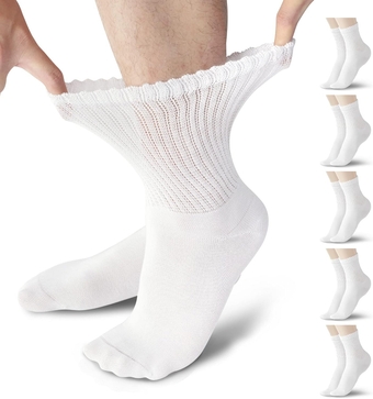 Women's Ankle Diabetic Socks 9-11, Non-Binding Neuropathy Ankle Socks for Blood Circulation Varicose Veins, Loose Fit Breathable , 6 Pairs, White